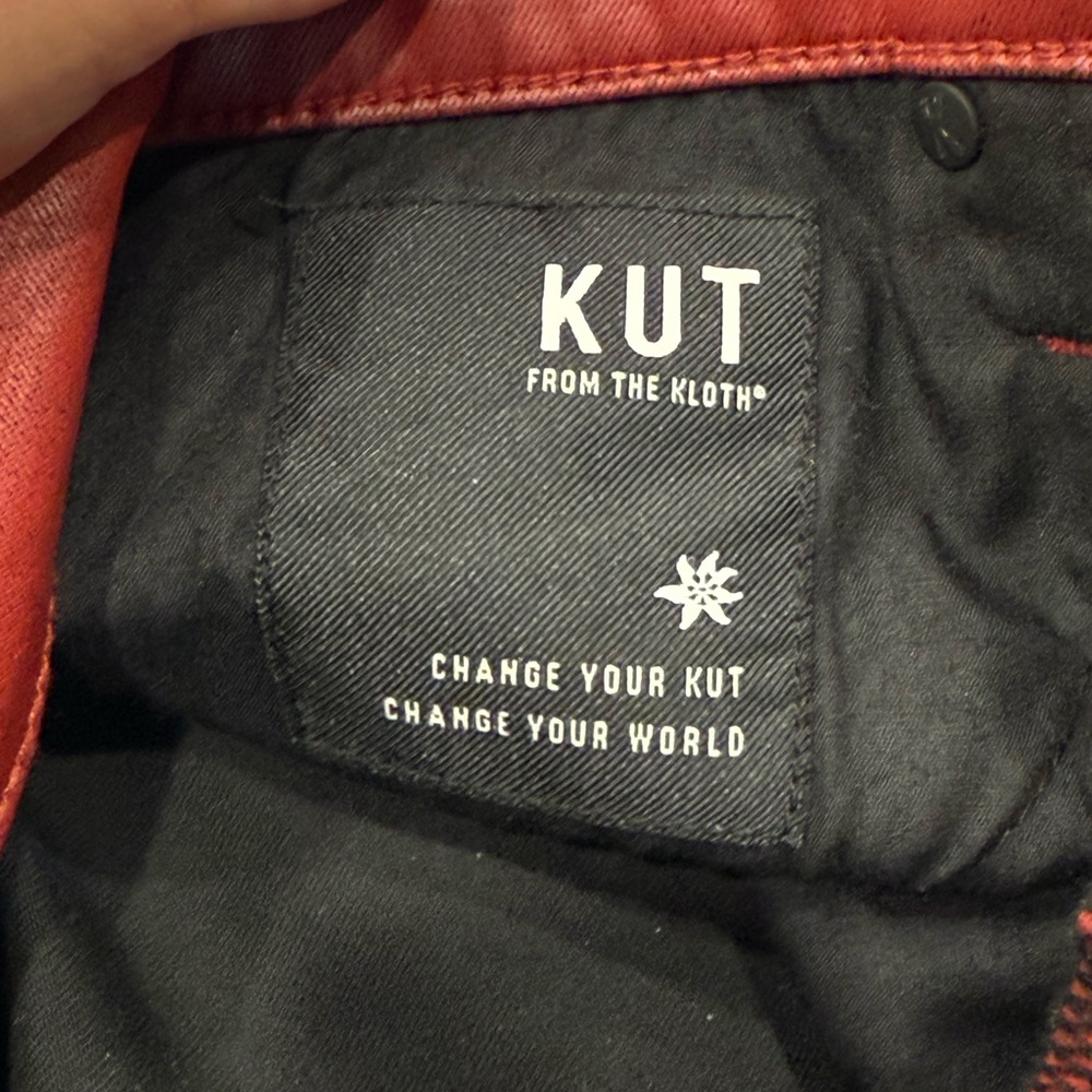 Kut from the Kloth Kelsey High-Rise Ankle Flare Red Coated Pant - Picture 4 of 12
